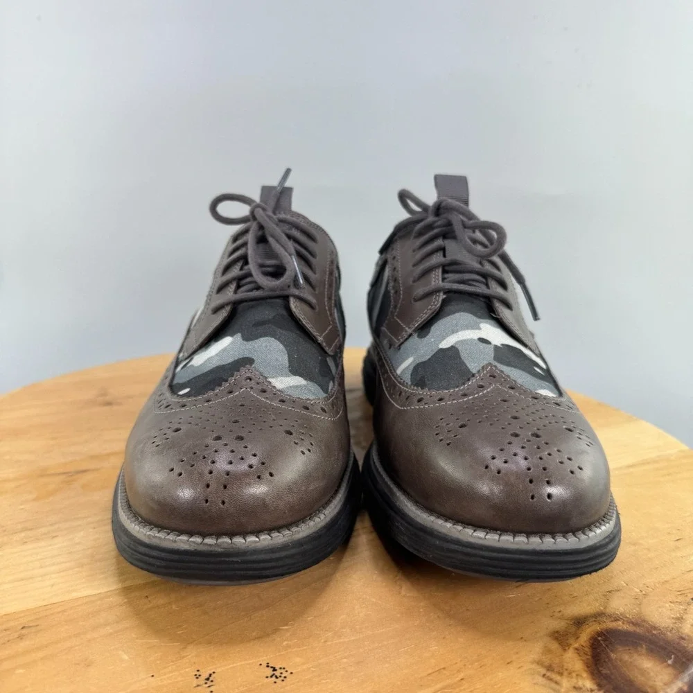 Cole Haan OriginalGrand Mens Size 12 Longwing Oxfords Brown Camo Leather Shoes